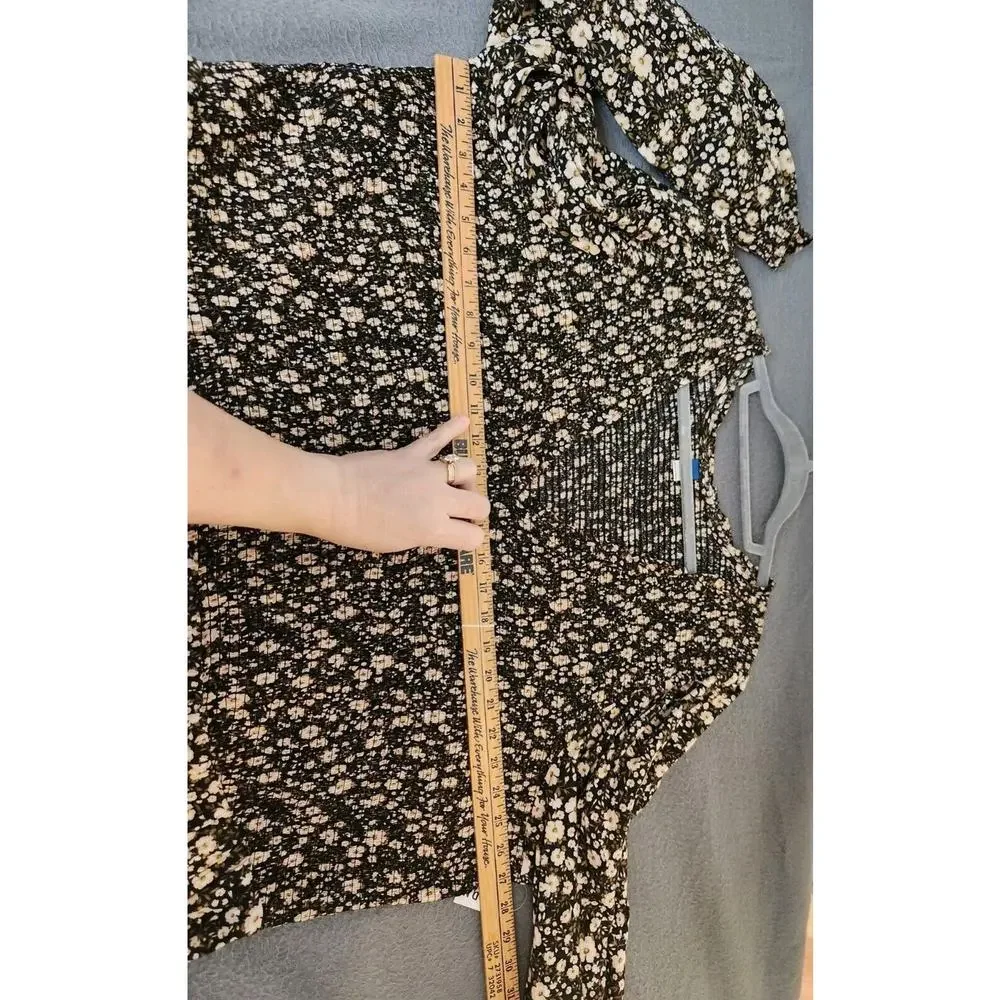 Old Navy Womens Plus 4X Floral Smocked Maxi Dress Long Sleeve Pockets V Neck NWT